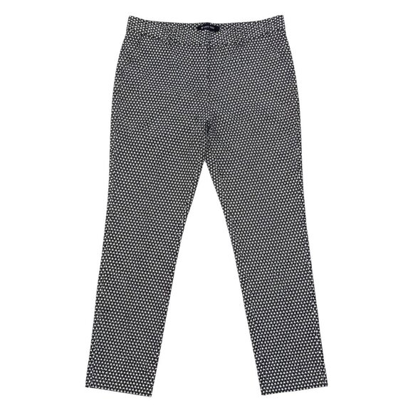 Theory Geometric Wool Blend Trousers Womens 10 Black White Workwear Career Pants - Picture 1 of 14